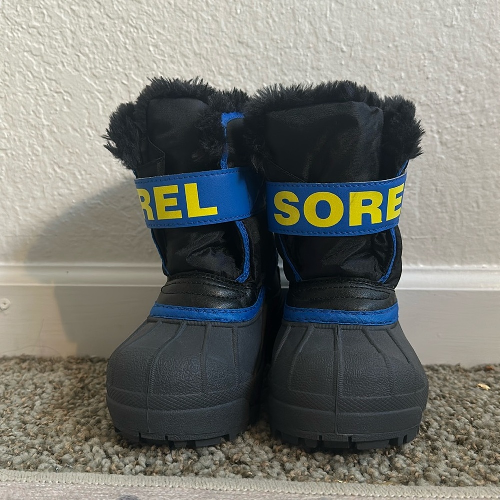 Sorel Kids' Winter Boots - Black and Blue size 10 Toddler